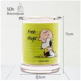 Peanuts Duftkerze im Glas | Duftkerze Free Hugs | Geschenke für Frauen | Duftkerze Fruchtig | Deko für Zuhause | Kerze im Glas mit hoher Brenndauer bis zu 50h