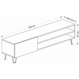 Livetastic Lowboard Bliss ca. 160x47 cm Eichenfarben