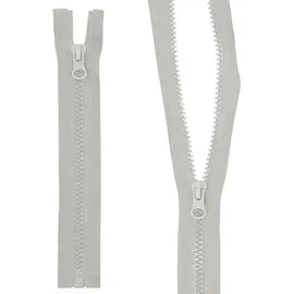 mumbi Reißverschluss teilbar 5mm 60cm Grau Kunststoff Reißverschlüsse mit Zipper grobe Zähne (35591)
