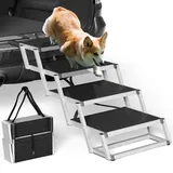 YITAHOME Hundetreppe Auto mit 4 Stufen, Leichte Hundeautorampe für große Hunde, Tragbare und Faltbare Haustiertreppe, Hundetreppe mit Aluminiumrahmen für Autos, SUV, Hochbett, 45 KG, Anti-rutsch