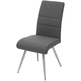 Mendler Set 2x Esszimmerstuhl+Sitzbank HWC-G55, Bank Küchenstuhl Stuhl, Stoff/Textil Edelstahl ~ grau-braun Bank 160cm