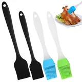 TYXHXTF 4 StüCk Backpinsel Silikonpinsel KüChenpinsel,Basting GebäCkbüRste,Bbq Pinsel FüR Grillen,GebäCk,RüHren,Backen,Kochen(Blau+GrüN+Schwarz Groß GrößE+Schwarz Klein GrößE)