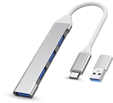 Youery USB C Hub, 4-Port USB 3.0 Ultra Flacher Datenhub, Aluminiumgehäuse 4 Port Datenhub USB Hub, für Mac Pro/Mini, i-Mac, Notebook PC, USB Flash Drives, Mobile HDD, und mehr