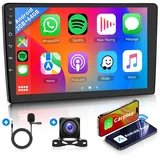 Hikity 2 DIN 2G+64G Android 9 Zoll Carplay Autoradio GPS Navi WiFi Bluetooth Autoradio (Android 13, Car Stereo Radio, Carplay / Auto) weiß