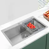 Spüle, Edelstahlspüle, Edelstahlspüle mit einer Schüssel, Durchdachtes Design Küchenspüle - Silber