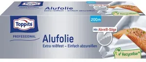 Toppits® Alu-Folie Großrolle, 29,5 cm breit, im Abreißkarton, extra stark und extra breit, Rollenlänge: 200 m