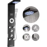 Vevor Duschpaneel-Turmsystem (6 in 1) mit Regenwasserfall-Duschkopf & LED, (1345 mm) Duschsäule aus gebürstetem Edelstahl, - Schwarz