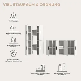 Home Affaire Schrank-Set HOME AFFAIRE "ENESTE, 12-teilig, in verschiedenen Farben, individuell kombinierbar", weiß, B:270cm H:34cm T:182cm, Spanplatte, Kastenmöbel-Sets, Stauraumelement, Kombination, Wohnkombination, Schrankwand, Lowboard