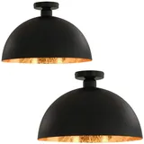 vidaXL Halbkugelförmig 2 Stk. Schwarz und Gold Metall