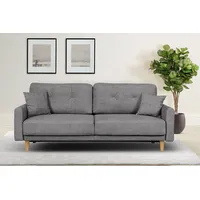 3-Sitzer HOME AFFAIRE "TRIPLO optionale Schlafsofa mit Bettkasten, Maße B/T/H: 215/100/89 cm", grau, B:215cm H:89cm T:100cm, 100% Polyester, Sofas, Wahlweise Bettfunktion - Liegefläche 145x191 cm, Rücken-, Zierkissen