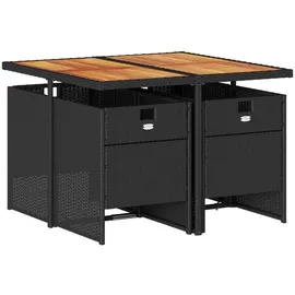 vidaXL 5-tlg. Garten-Essgruppe mit Kissen Schwarz Poly Rattan
