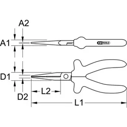 1000V Flachzange, lange Backen, 160mm