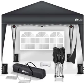 tillvex Faltpavillon 3 x 3 m inkl. 2 Seitenteile Anthrazit