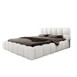 Fun Möbel Polsterbett Bett AURELIA 140x200cm in Stoff Ascot Weiß / Speed - Weiß