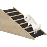 Haustiertreppe, Hundetreppe, Kiefernholz, Anti-rutsch-beschichtung, 90 Cm X 40 Cm X 45 Cm, Natur + Grau