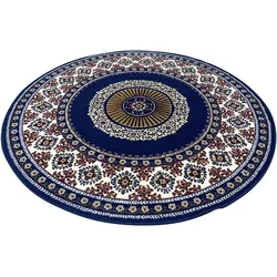 Teppich HOME AFFAIRE "Shari, Made in Belgium" Gr. 10, blau (hellblau), H:7mm Ø:190cm, Kunstfaser, Teppiche, Orient-Dekor, mit Bordüre, Kurzflor, weich, pflegeleicht, elegant