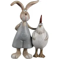 Clayre & Eef Dekorationsfigur Kaninchen 7x3x10 cm Braun Weiß