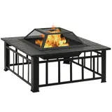 vidaXL Feuerkorb Mit Schürhaken 79x79x46,5 Cm Xxl Stahl - Vidaxl