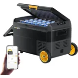 BougeRV CRS 40L Kompressor Kühlbox mit Griff Rollen Auto Kühlbox 12V 230V mit APP Steuerung Integrierter Korb, Gefrierbox Camping Kühlschrank Elektrisch IPX4 wasserdicht für Reisen Boot Angeln -20°C
