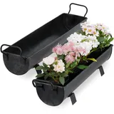 Relaxdays Blumenkasten Dachrinne, 2er Set, Garten & innen, Vintage Design, Eisen, Metallwannen zum Bepflanzen, anthrazit