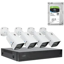 PNI House IPMAX POE 3LR Videoüberwachungskit-Paket, NVR mit 4 POE-Ports, und 4 Kameras mit 3 MP, Chiperkennung, Bewegungserkennung, 4 Kabel, Netzteil, Maus mit 1 TB HDD enthalten
