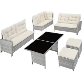 Tectake Barletta Rattan Lounge hellgrau/creme