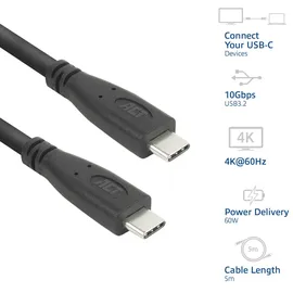 Act USB-C-Kabel 5 m kompatibel mit Monitor, Laptop, SSD Schwarz