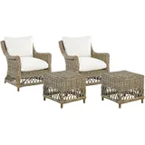 Beliani Gartensessel Ribolla Baumwolle 66 x 78 x 70 cm Cremeweiß mit Hocker