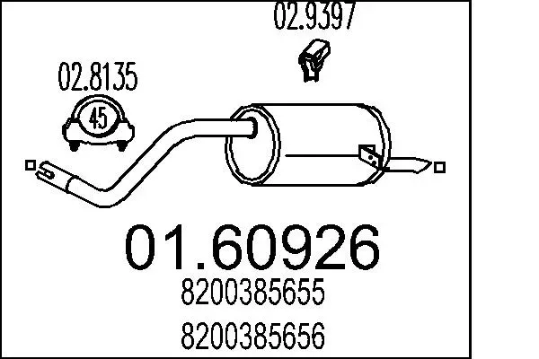 MTS Endschalldämpfer 0160926 für RENAULT