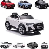 ES-Toys Kinderfahrzeug Elektro Auto Audi E-Tron lizenziert 12V7AH Akku und 4 Motoren- 2,4Ghz - MP3 - Leder - (12 V)