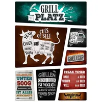 Trendaffe Grill Kühlschrankmagnete im 8er Set Grillen Fleisch Wurst