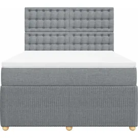 vidaXL Boxspringbett mit Matratze Hellgrau 160x200 cm Stoff