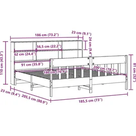 vidaXL Massivholzbett 180 x 200 cm Braun