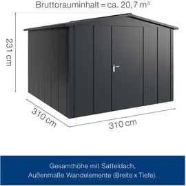 Hörmann Metall-Gerätehaus Juno JSD14 L-Sk 7016) 1-flg R Satteldach