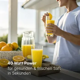 Bomann Bomann® Saftpresse elektrisch | Start-/Stoppfunktion | 1,2L Orangensaftpresse | inkl. 2 Kegel | Rechts-Linkslauf | Orangenpresse | ZP 1092 CB - Weiß