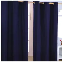 Homescapes - Gardinen unifarben marine blau 2er Set 228 x 137 cm
