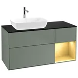 Villeroy & Boch Waschtischunterschrank 120 x 60,3 x 50,1 cm Olive Matt Lacquer/Gold Matt Lacquer/Glass Black Matt