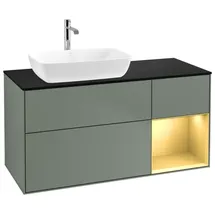 Villeroy & Boch Waschtischunterschrank 120 x 60,3 x 50,1 cm Olive Matt Lacquer/Gold Matt Lacquer/Glass Black Matt