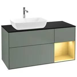 Villeroy & Boch Waschtischunterschrank 120 x 60,3 x 50,1 cm Olive Matt Lacquer/Gold Matt Lacquer/Glass Black Matt