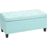 HOMCOM Sitzbank Polsterbank mit Stauraum Truhenbank Flur Schlafzimmer Wohnzimmer leinenartiges Polyester Gummiholz Grün 100 x 40 x 44 cm   Aosom