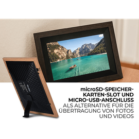 Rollei Smart Frame WiFi 105 mit App-Funktion Digitaler Bilderrahmen, 25,53 cm, 1200 x 1920p, Wooden Schwarz