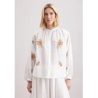 Seidensticker Klassische Bluse »Schwarze Rose« 1/1 Rundhals Stickerei Gr.