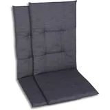 GO-DE Textil Bequeme und attraktive Polsterauflagen für Hochlehner-Gartenstühle (2er-Set, Uni anthrazit, Hochlehner)