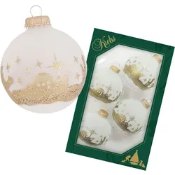 Krebs Glas Lauscha Frost 7cm Glaskugel mit Banddekor Bethlehem