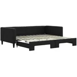 vidaXL Tagesbett, Ausziehbar, Gästebett Schlafsofa für Schlafzimmer Wohnzimmer, Ausziehbett Sofa Bettsofa, Schwarz 100x200cm Stoff