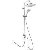 CORNAT Duschsystem "Square Neo" verchromt - Eckige Kopfbrause & Handbrause mit 1 Strahlart - Anti-Kalk - Variabler Bohrlochabstand / Dusch-Komplettset mit Steigrohr / TECBW3414