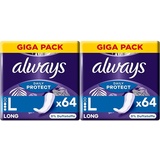 Always Dailies Protect Slipeinlagen Damen, Long (64 Binden) Gigapack, ohne Duft, atmungsaktiv, flexibel (Packung mit 2)