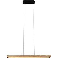 Luce Design LED-Pendelleuchte Solaris 1-flammig Schwarz-Holz 70 cm x 120 cm