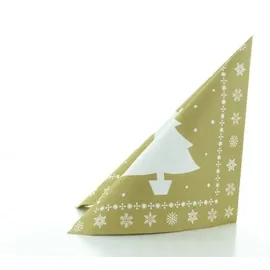 sovie HOME Serviette White Tree in Gold aus Linclass® Airlaid, 40 x 40 cm, 12 Stück