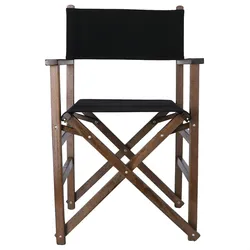 WellHome - Director-Sessel aus Nussbaumholz mit schwarzem Canvas 51x46x86 cm